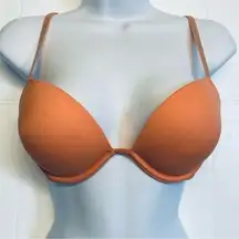 Victoria's Secret PINK Wear Everywhere Super Push-Up Plunge Bra Orange Peach 34B