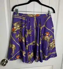 Ralph Lauren blue label mulberry silk equestrian horse purple skirt size 4 M 104