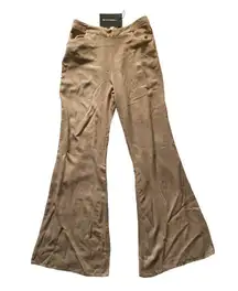 NWT-PRETTYLITTLETHING-CAMEL COLOR FLARED TROUSERS-SIZE 6 Gorgeous super lightweight and soft flared trousers, textured stripe, two front pockets, side zipper, brand new with tags Measurements: Waist: side to side 15 inches  Inseam: 32 inches 