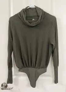 Free People Olive Cowl Neck Bodysuit