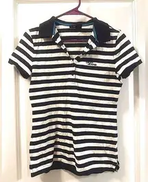 DKNY NWOT! SMALL  Navy Blue & White striped Women’s Polo T-Shirt