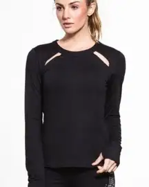 Alo Yoga  Mantra Long Sleeve Top Size xs Black Cutout