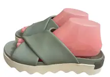 Sorel vibe Women's‎ Green Criss Cross Slide Sandals Platform Wedge  Shoes sz 9