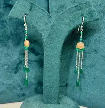 Beautiful Green Onyx earrings in Sterling Silver.