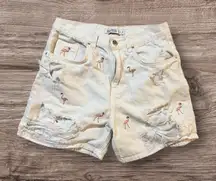 Zara Basic off white short jeans with flamingo size 4