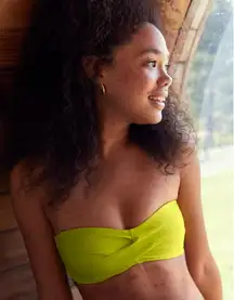 NWT Aerie Twist Bandeau Bikini Top Women's Bright Green Surf Strapless Size M