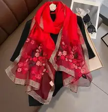 Beautiful New design embroidery long shawl with malticolor flower 