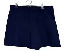 Zara Navy Blue High Waisted Pleated Dressy Shorts Womens XL Preppy Chino Classic