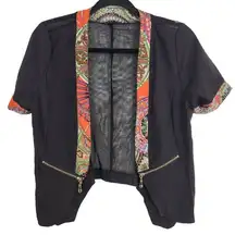 Black Open Jacket with Sheer Mesh Back Size Small Shein Curve Black Boho Kimono