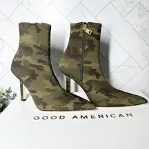 Good American  High Kickstand Neoprene Boots Camo Green Size 7.5