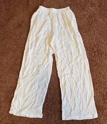 Commense Women's Wide Leg Elastic Wait Gauze Pants Pull On White Size Small NWOT