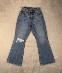 american eagle flare highest rise 90s flare Distressed 0 short