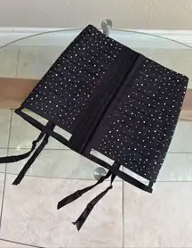 Oh La La Cheri Paris Bandage Skirt Style‎ Black Garter Belt Rhinestone Size S