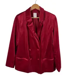 LC Lauren Conrad Velvet Blazer 0X Red‎ Jacket Double Breasted Holiday Christmas