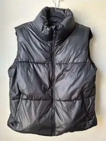 Old Navy Women's Black Sleeveless Winter Zipper Puffer Vest Jacket Size Med Tall