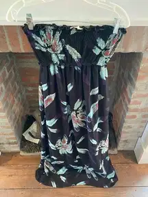 Love Tree  Small Black Floral Strapless Maxi Dress Casual Date Night Summer