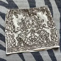 Beaded sequin beige and gold mini skirt 