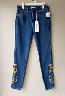 Driftwood Jackie High Rise Skinny Jean Falling Sunflower Women's Waist Size 25