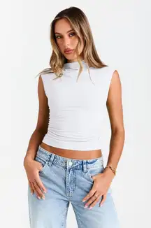 White High Neck Top