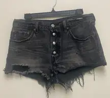 Women’s Levi Strauss 501 Shorts distressed black denim vintage aesthetic