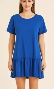 Out of Office Trina Turk Dress Womens Large Linen Ruffle Hem Short Sleeve Summer