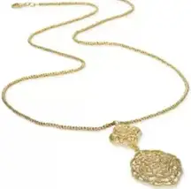 Charter Club Double Crystal Flower Pendant Necklace in Gold-Tone NWT MSRP $40