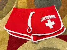 Lifeguard Officially Licensed Red Mini Shorts Low Rise Y2K Style 100% Cotton S