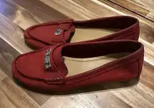 Coach  Fredrica Nubuck Red Suede Loafers 7B