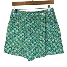 IN San Francisco Skort Womens M Green Blue Daisy Floral Retro Cottagecore Y2K