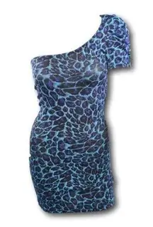 Bodycon Cheetah Glitter One Sleeve Cocktail Dress