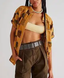 Free People Charleston Madras Check Button Up Shirt