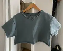 ESNTLS Teal Blue Cropped Sweater Top