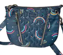LUG RAINBOW Pattern NAVY SWIVEL CROSSBODY BAG PURSE Lugnut