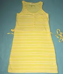 H&M + L.O.G.G. Organic cotton tank dress midi yellow white striped NEW size M