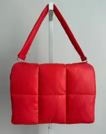 Stand Studio Wanda Clutch Bag‎ Coral Red Padded Shoulder Bag Faux Leather OS
