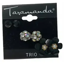 Taramanda Trio Earring Set CZ Ball‎ Studs Flowers