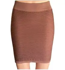 AURA Short Brown Ribbed Activewear Athleisure Mini Skirt ~ Women's Size S/M