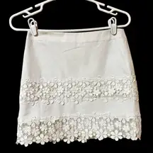J.Crew White Lace and Cotton Mini Skirt | Size 00 | Floral Lace