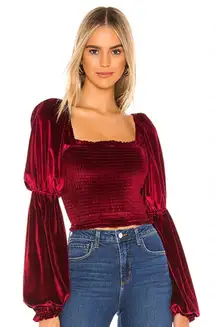 Tularosa Revolve Trinity Smocked Velvet Top