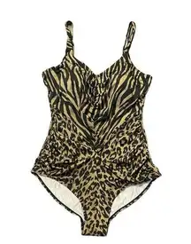 Christian Dior  Swimsuit Women’s One Piece Animal Print Size 16 Black And Gold