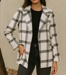 BOHME button front plaid soft collared blazer jacket with pockets sz S women’s p
