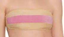 SALT + COVE Precious Metals Gold Metallic Pink Bandeau Bikini Swim Top NWT XS