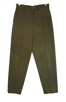 Jones New York Petite Virgin Wool Tweed Dress Tailored Pants Olive Green Size 8P