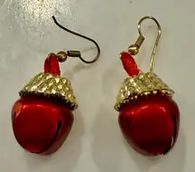 Fun Christians Red and Gold Jingle Bell Earrings