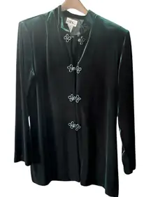Vintage 80s Velvet JBS Green Jacket sz 14 Goth Steampunk New Wave Retro