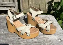 Korks Women's Dawson‎ Wedge Platform Sandals Off White Size 9