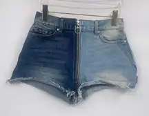 REVICE Womens‎ Yin Yang Two Tone Denim Zippered Shorts Size 27 Pockets Nasty Gal