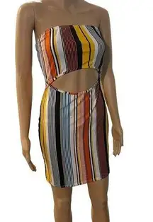 Women’s Striped Multi-color Strapless Dress