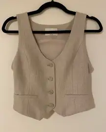 Aritzia Wilfred Button Down Vest Top Sleeveless Oatmeal Tan Neutral EUC Wool 0