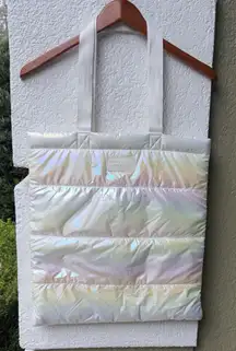 Bath & Body Works Iridescent White Puffer Tote Bag NWT